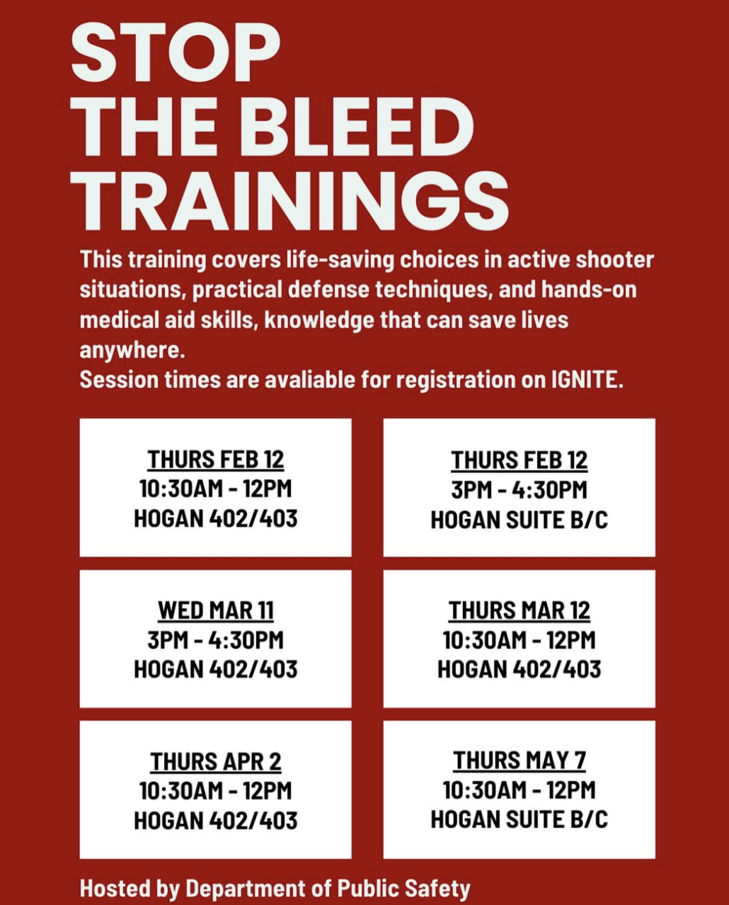 “Run/Hide/Fight” and “Stop the Bleed” Trainings